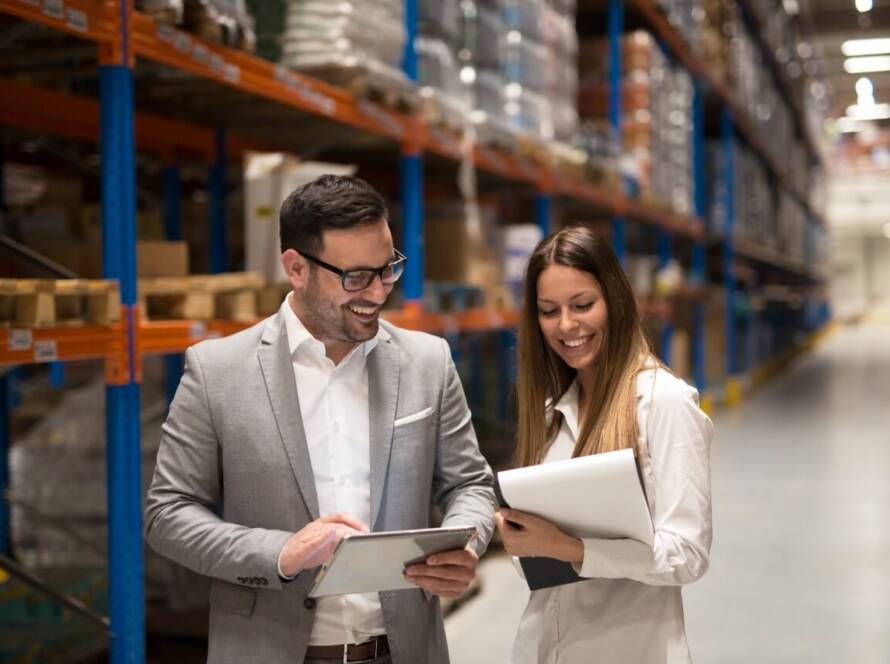 Happy discussion with Warehouse Manager