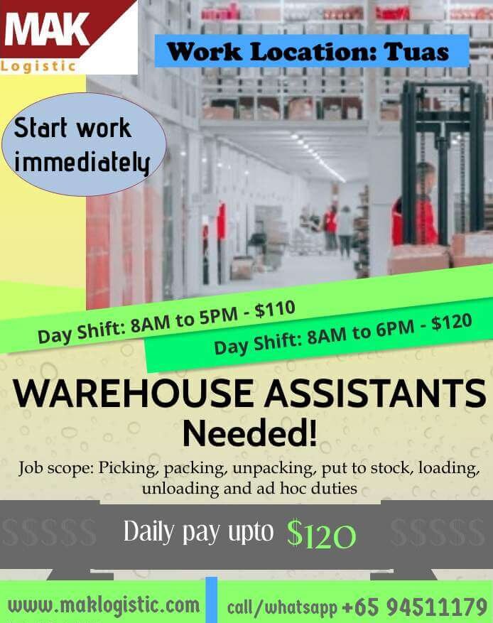 Warehouse Assistants urgent hire