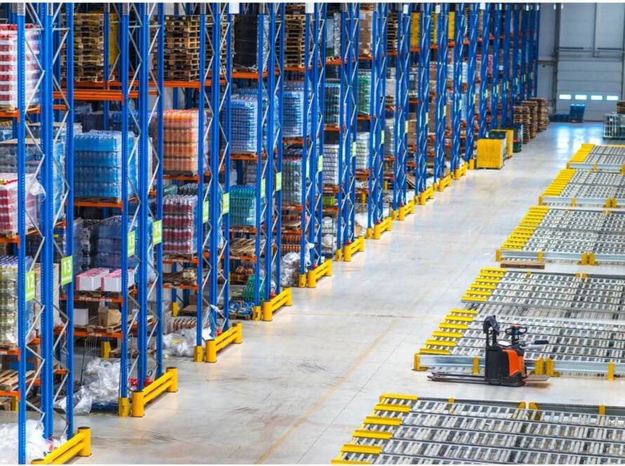 Goods arranged in a allotted racks