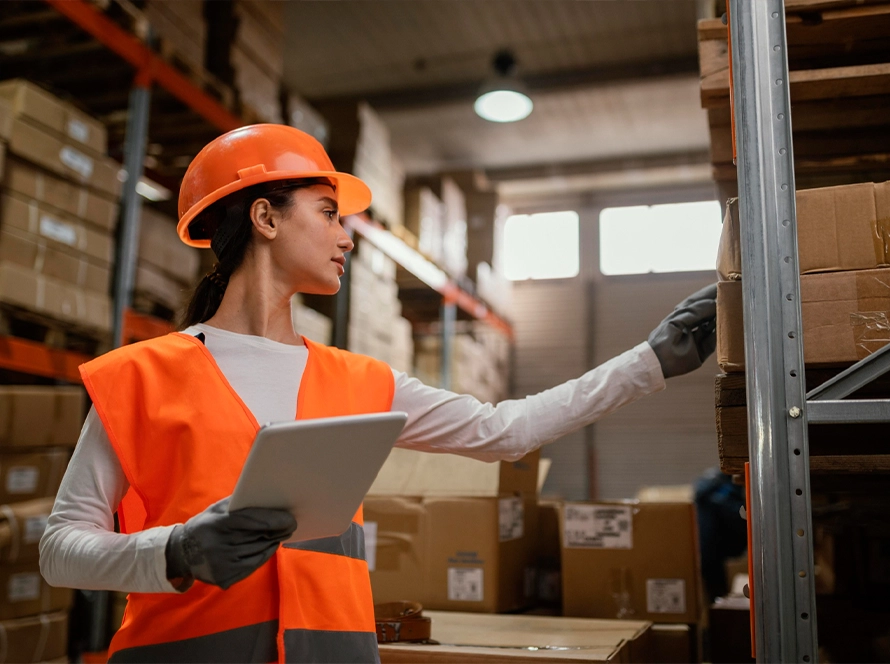 A women doing inventory management at warehouse in Singapore